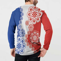 Paraguay Nanduti Traditional Lace Stylized Button Sweatshirt