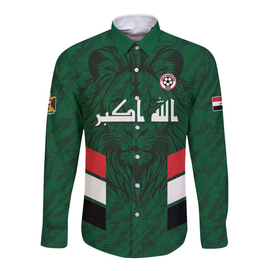 Custom Football 2026 Iraq Long Sleeve Button Shirt Go Lions of Mesopotamia