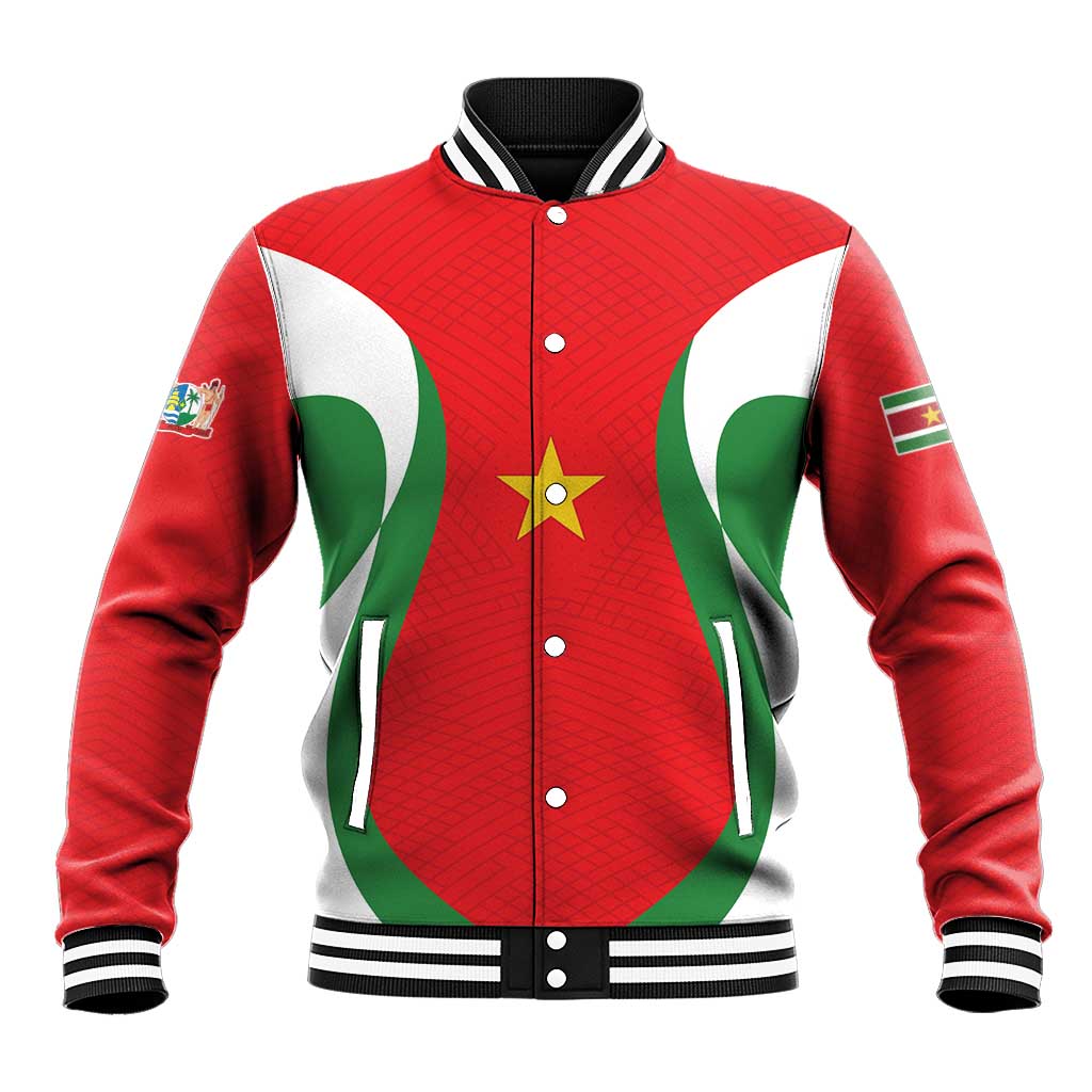 Custom Football 2026 Suriname Red Baseball Jacket Sranankondre Fubal Pluga
