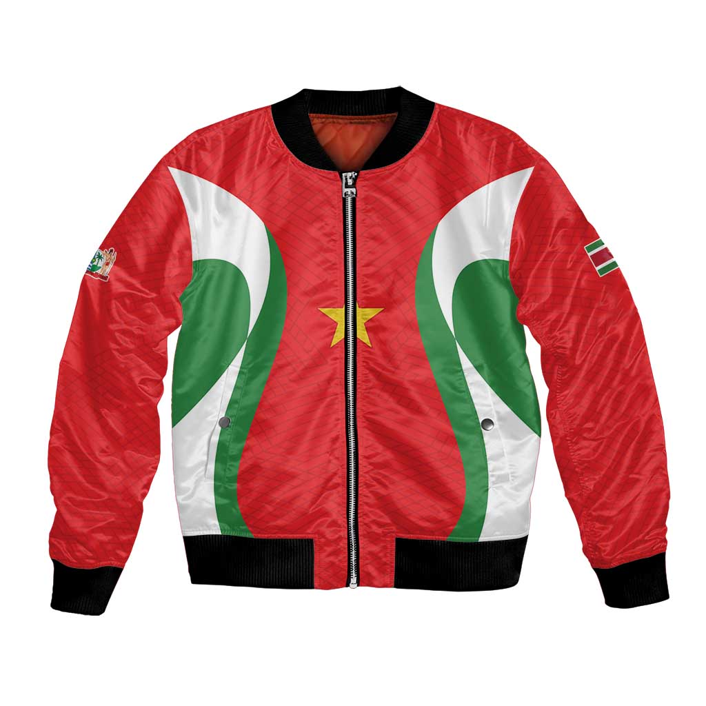 Custom Football 2026 Suriname Red Bomber Jacket Sranankondre Fubal Pluga