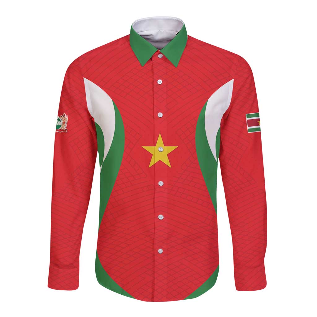 Custom Football 2026 Suriname Red Long Sleeve Button Shirt Sranankondre Fubal Pluga