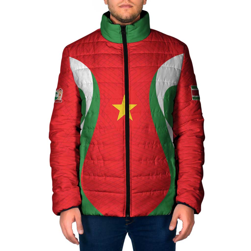 Custom Football 2026 Suriname Red Padded Jacket Sranankondre Fubal Pluga