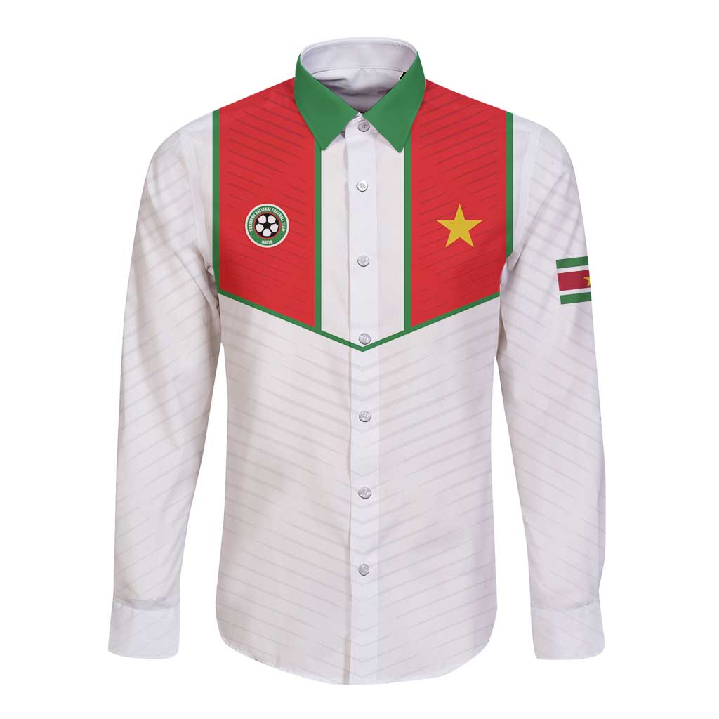 Custom Football 2026 Suriname White Long Sleeve Button Shirt Natio Together We Rise