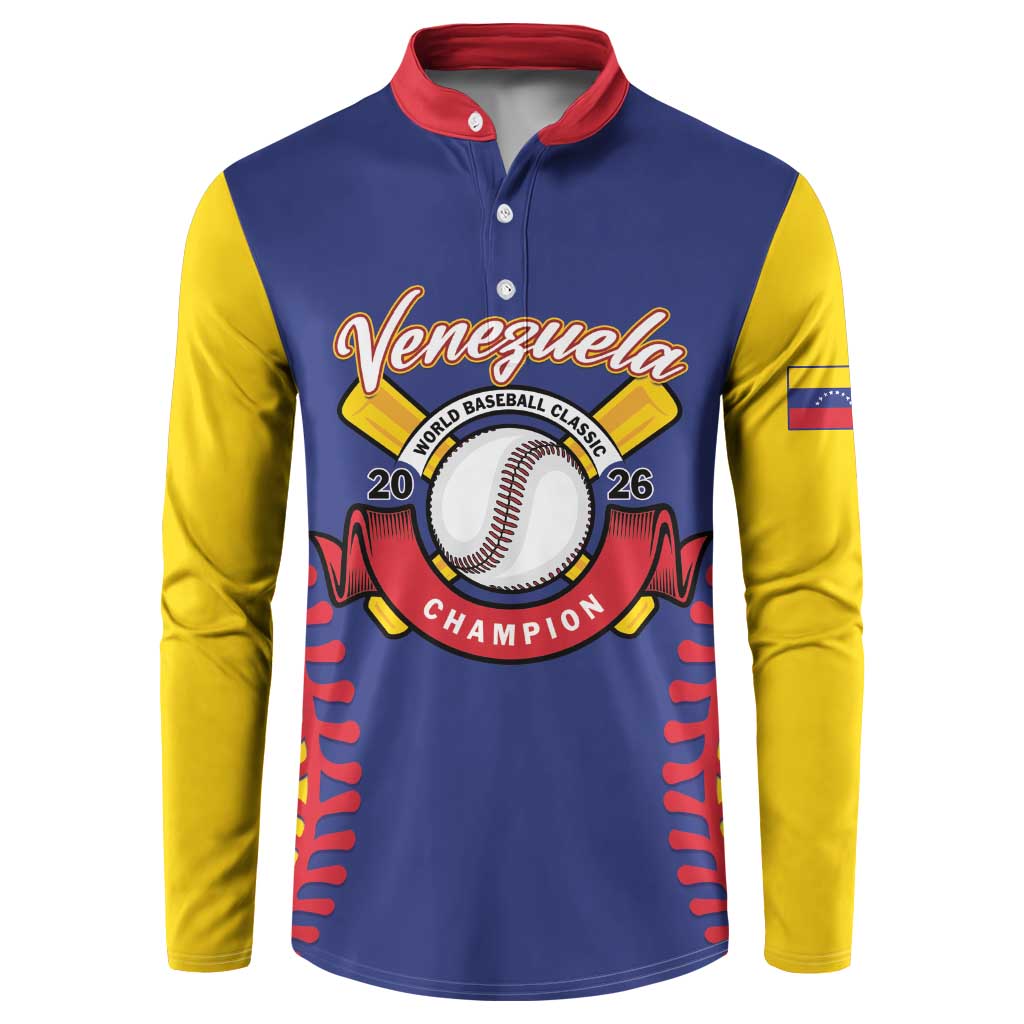 Custom Baseball 2026 Venezuela World Champion Button Sweatshirt Arepa Power Make History