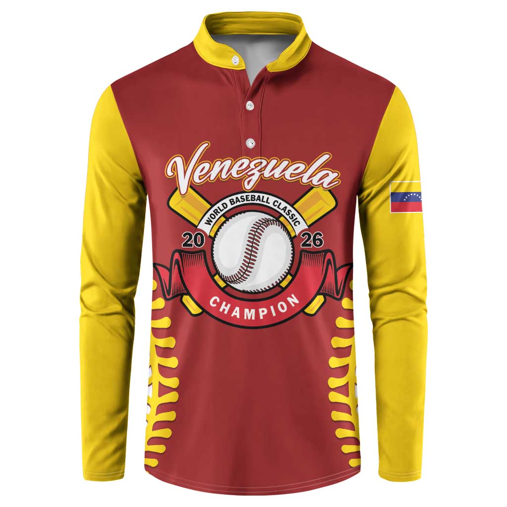 Custom Baseball 2026 Venezuela World Champion Button Sweatshirt Chamo Arepa Power