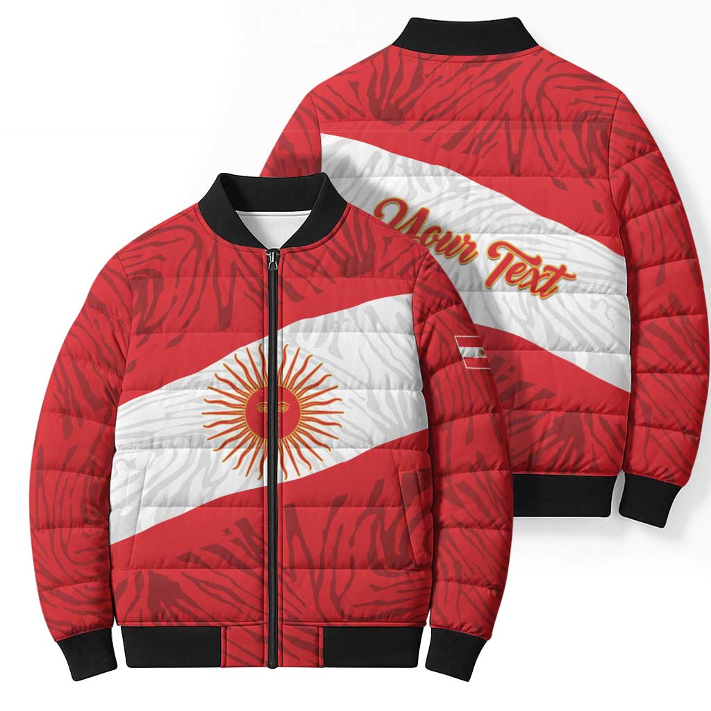Personalized Peru Inti Bomber Puffer Jacket 1822 Flag Stylized