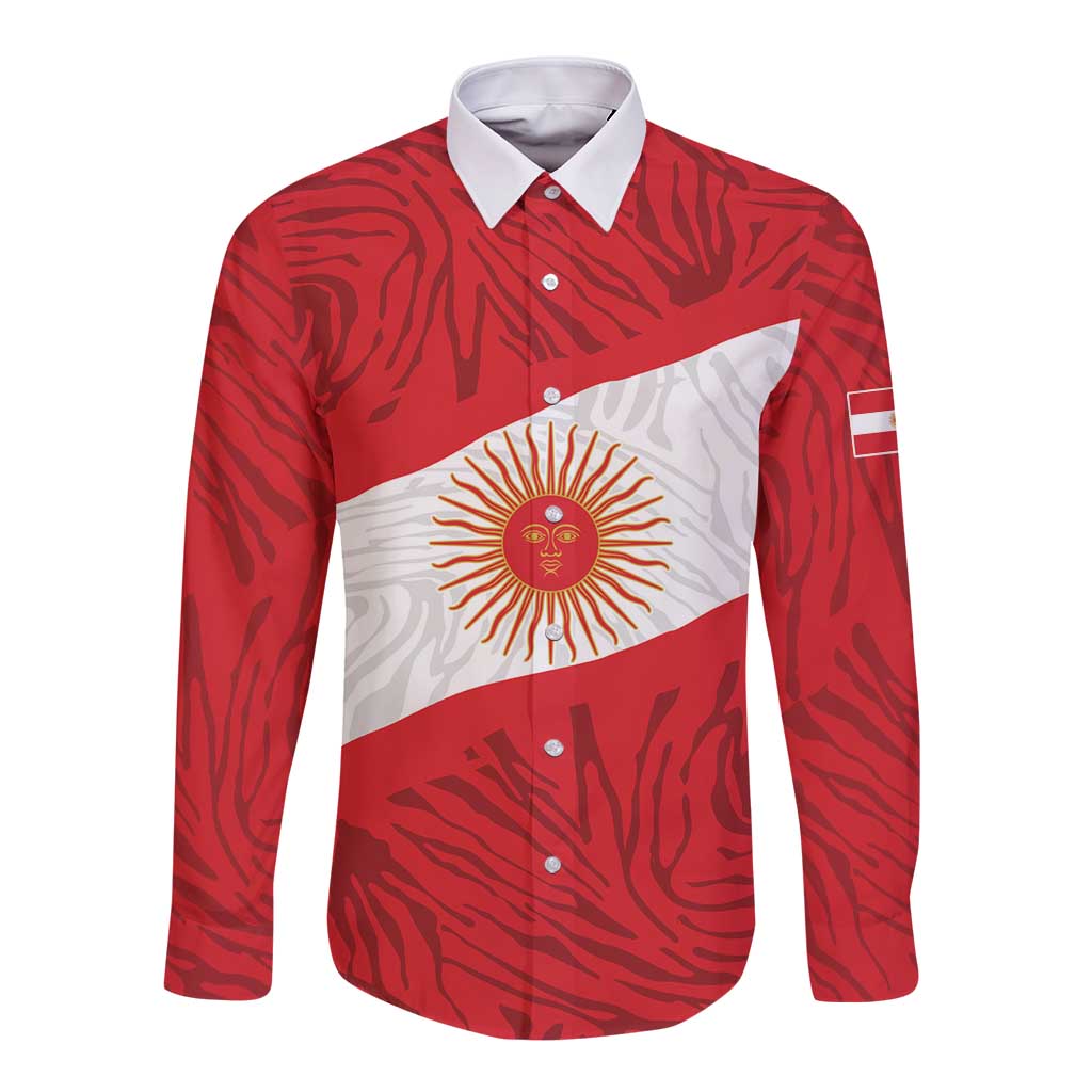 Personalized Peru Inti Long Sleeve Button Shirt 1822 Flag Stylized