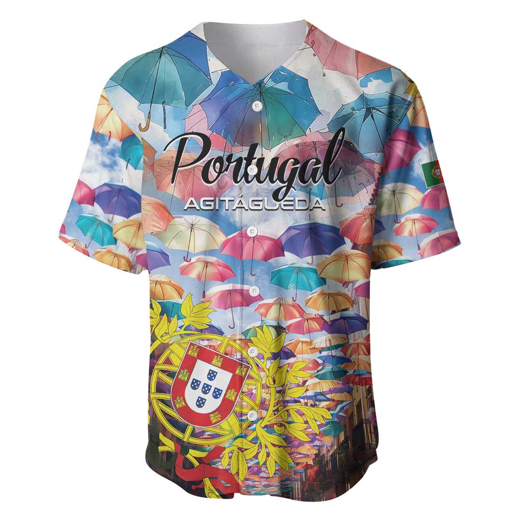 Personalized AgitAgueda Portugal Baseball Jersey Colorful Umbrella Sky - Wonder Print Shop