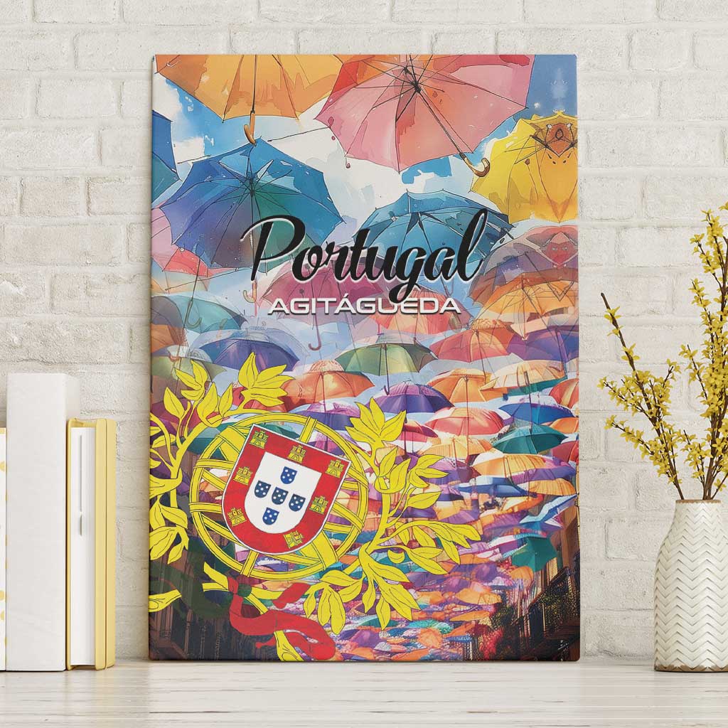 AgitAgueda Portugal Canvas Wall Art Colorful Umbrella Sky - Wonder Print Shop