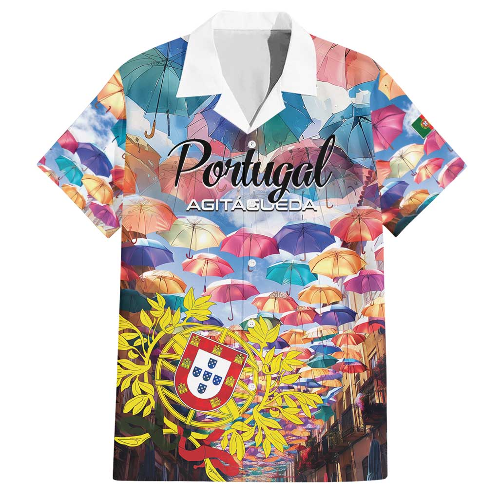 Personalized AgitAgueda Portugal Hawaiian Shirt Colorful Umbrella Sky - Wonder Print Shop