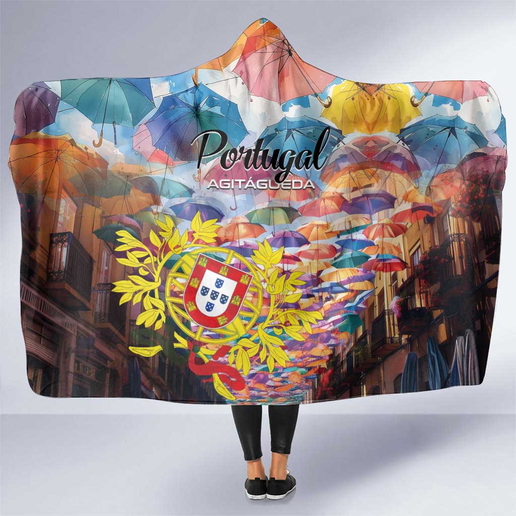 AgitAgueda Portugal Hooded Blanket Colorful Umbrella Sky