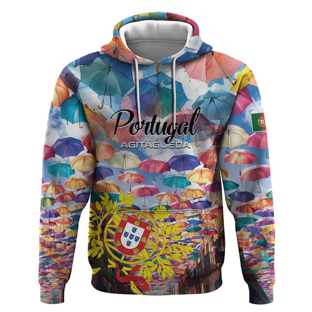 Personalized AgitAgueda Portugal Hoodie Colorful Umbrella Sky - Wonder Print Shop