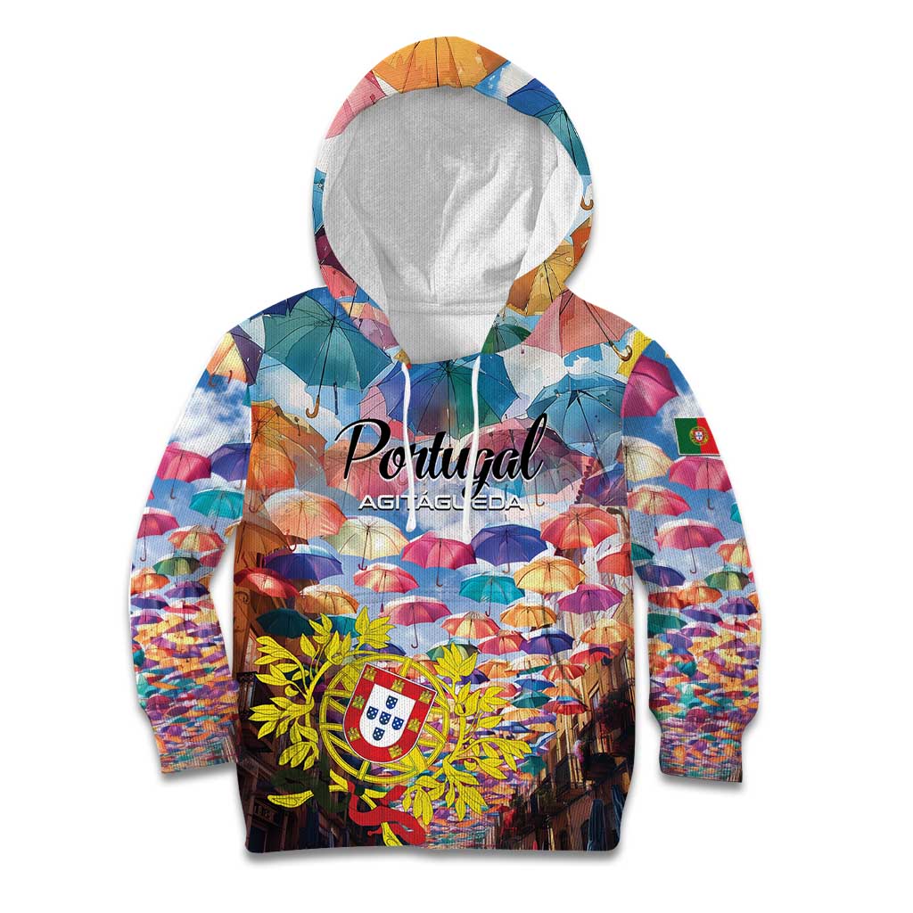 Personalized AgitAgueda Portugal Kid Hoodie Colorful Umbrella Sky - Wonder Print Shop