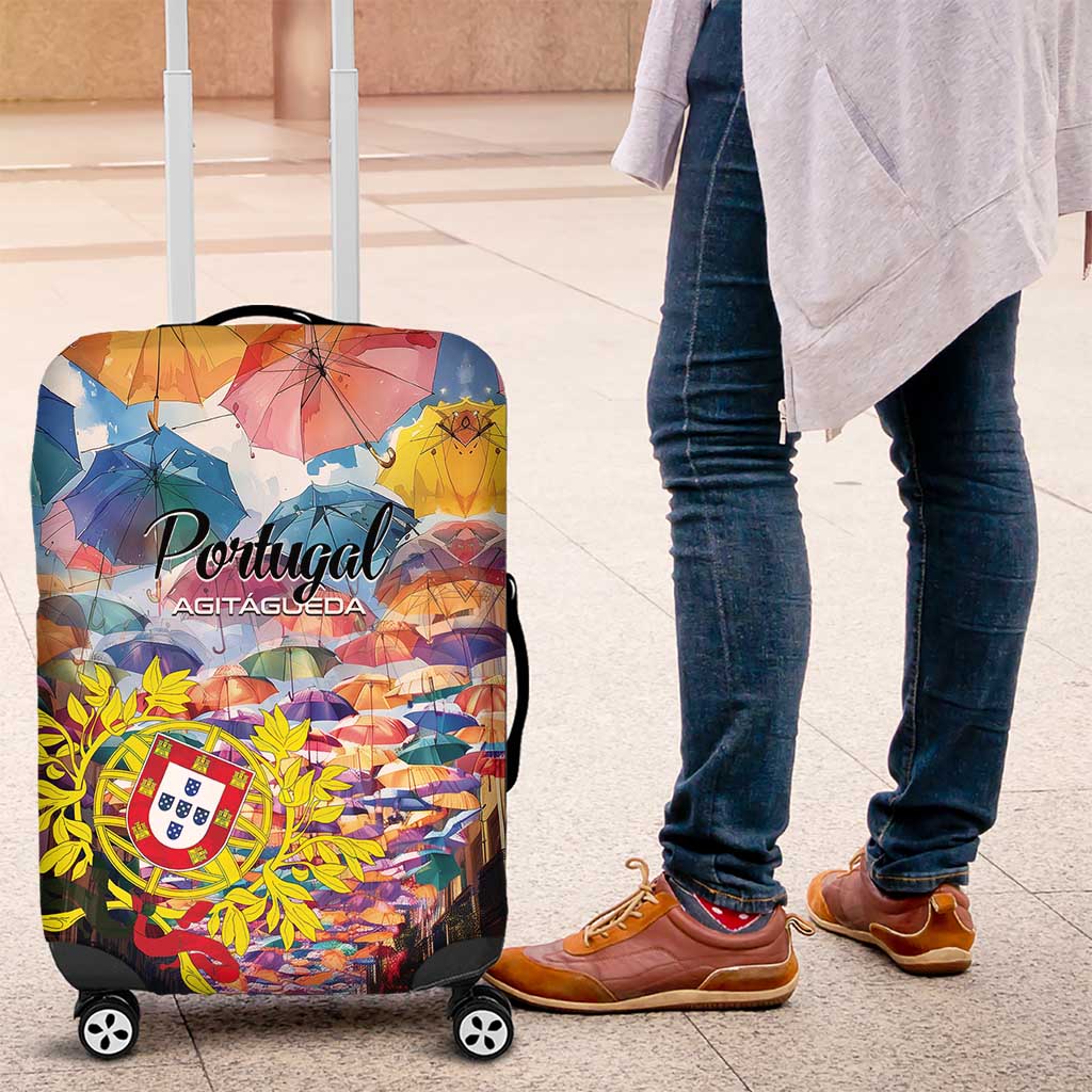 AgitAgueda Portugal Luggage Cover Colorful Umbrella Sky - Wonder Print Shop