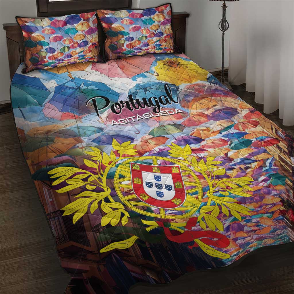 AgitAgueda Portugal Quilt Bed Set Colorful Umbrella Sky - Wonder Print Shop