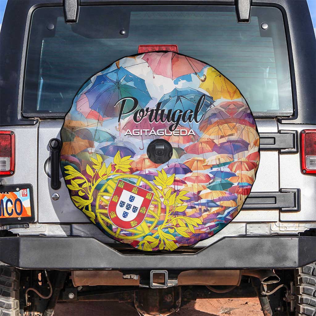 AgitAgueda Portugal Spare Tire Cover Colorful Umbrella Sky - Wonder Print Shop