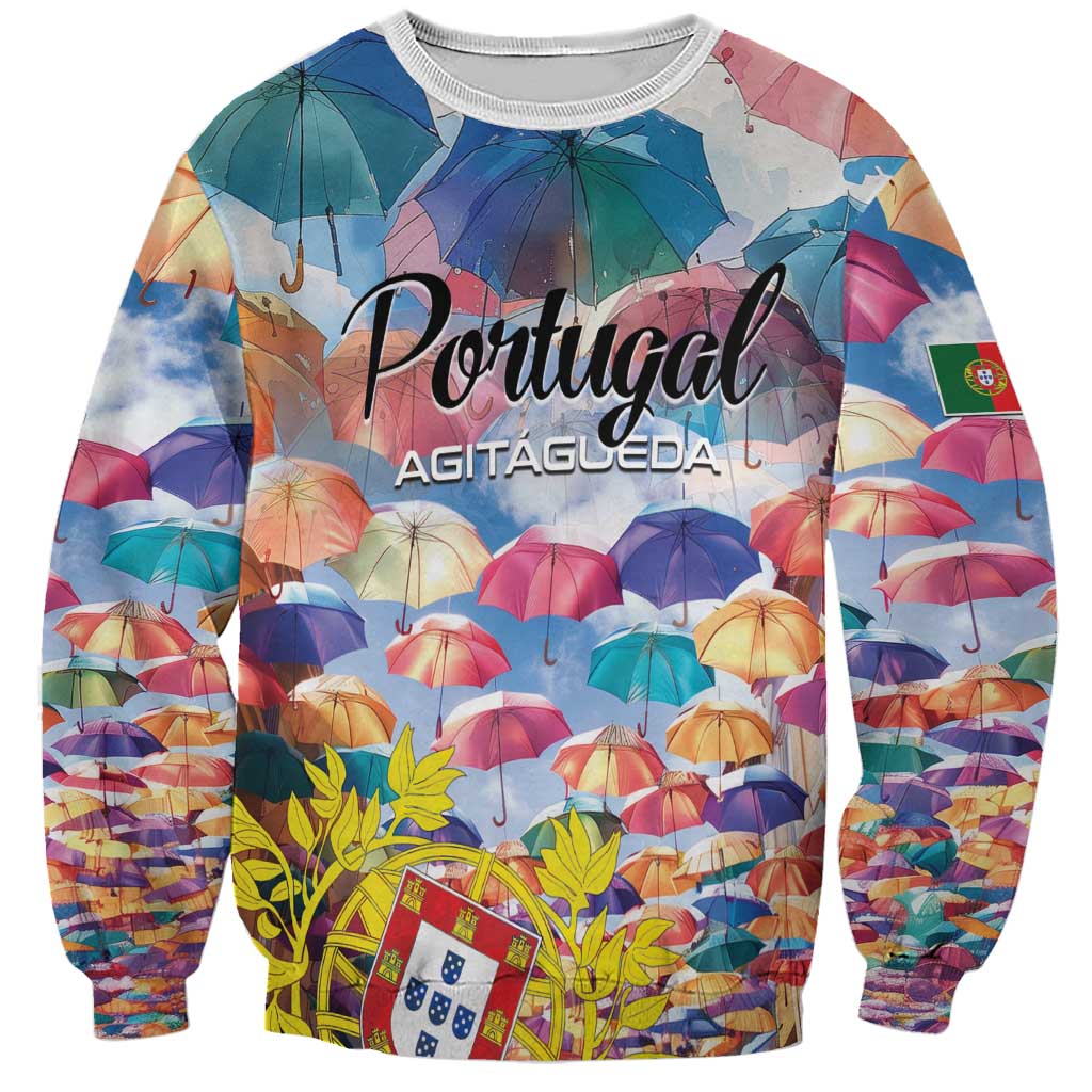 Personalized AgitAgueda Portugal Sweatshirt Colorful Umbrella Sky - Wonder Print Shop