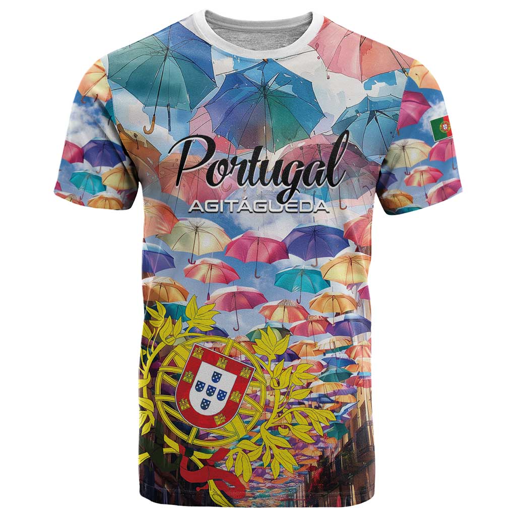 Personalized AgitAgueda Portugal T Shirt Colorful Umbrella Sky - Wonder Print Shop