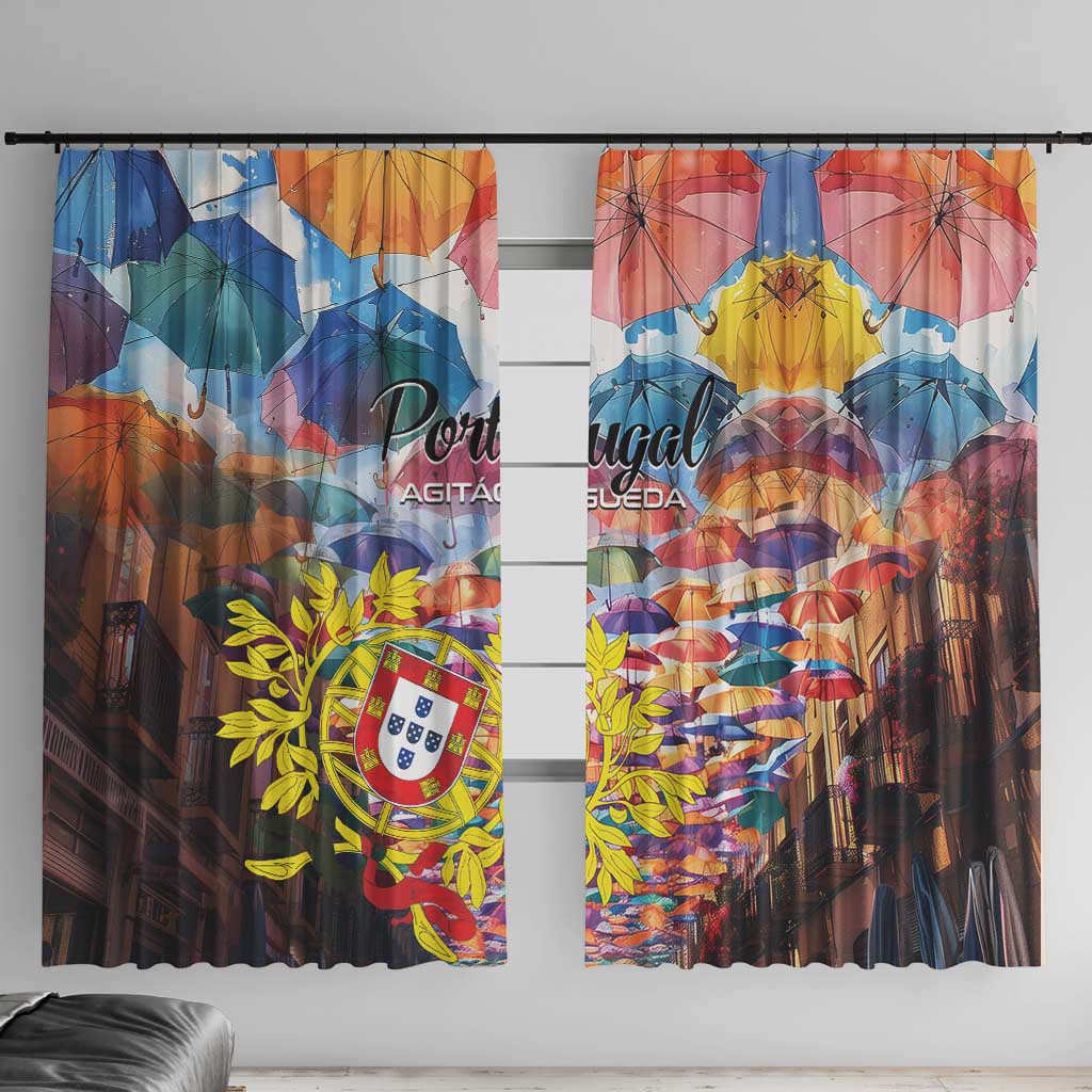 AgitAgueda Portugal Window Curtain Colorful Umbrella Sky - Wonder Print Shop