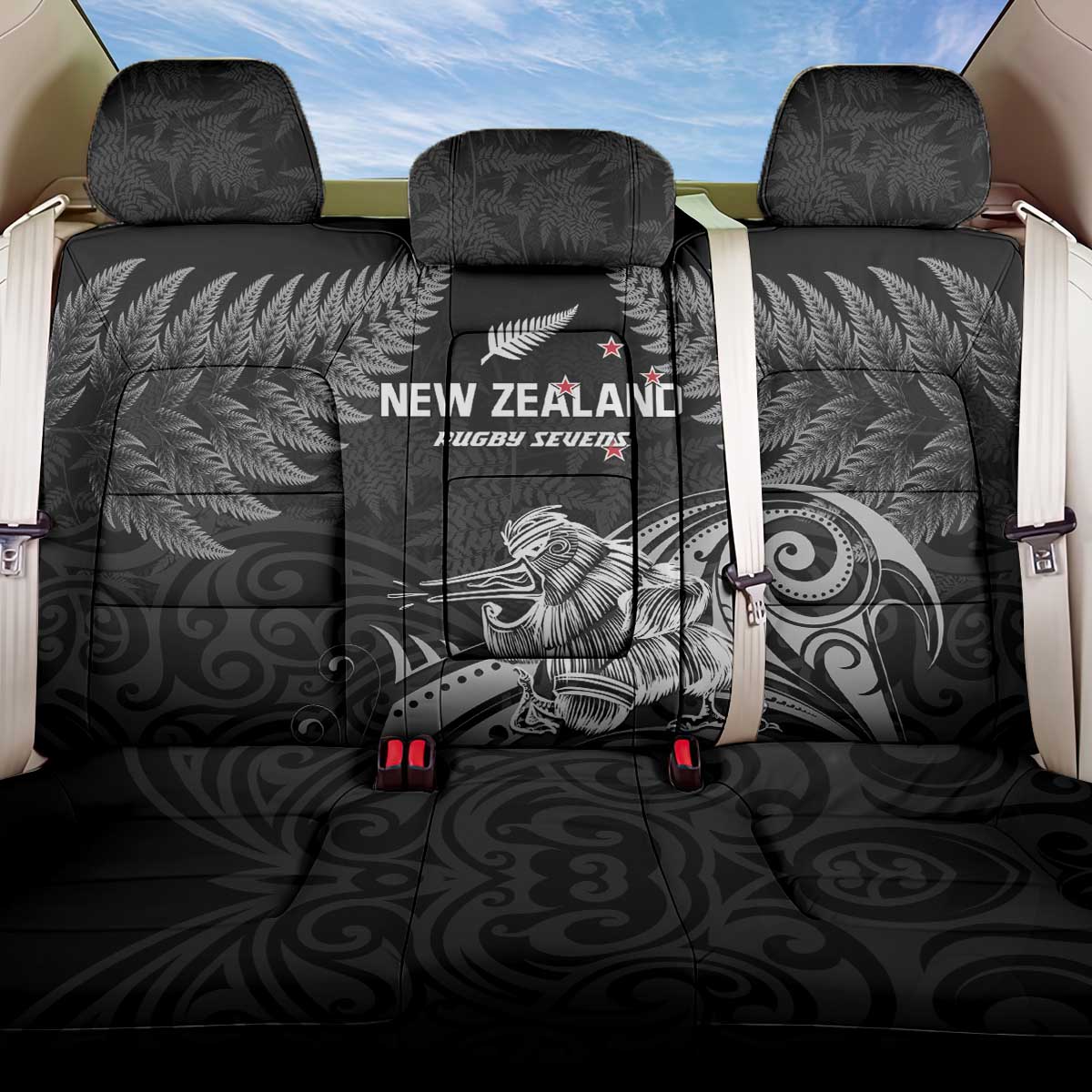 New Zealand 2024 Rugby Back Car Seat Cover Silver Fern Aotearoa Kiwi - Wonder Print Shop