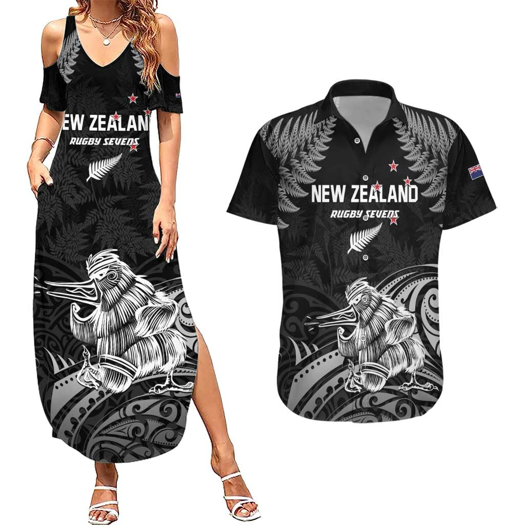 Custom New Zealand 2024 Rugby Couples Matching Summer Maxi Dress and Hawaiian Shirt Silver Fern Aotearoa Kiwi - Wonder Print Shop