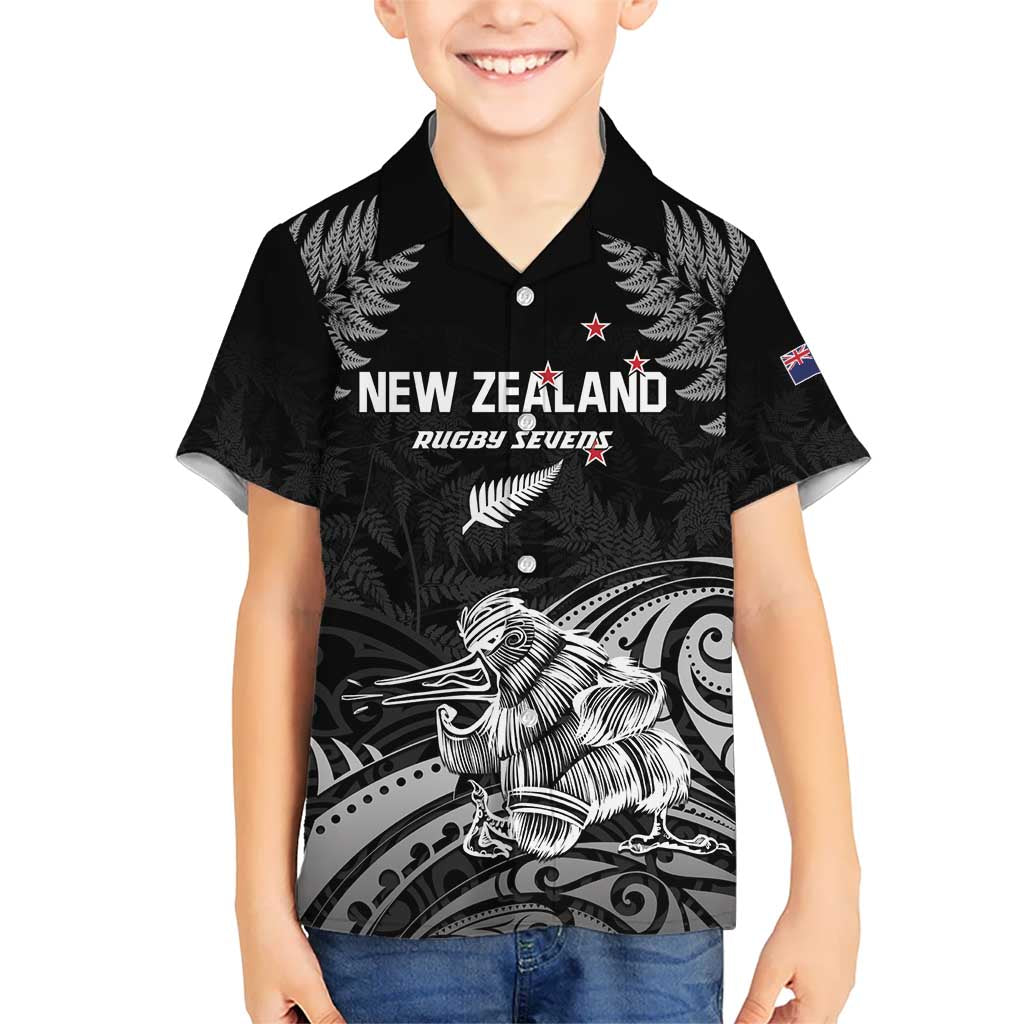 Custom New Zealand 2024 Rugby Kid Hawaiian Shirt Silver Fern Aotearoa Kiwi - Wonder Print Shop