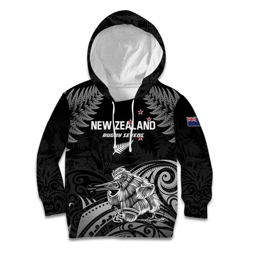 Custom New Zealand 2024 Rugby Kid Hoodie Silver Fern Aotearoa Kiwi - Wonder Print Shop