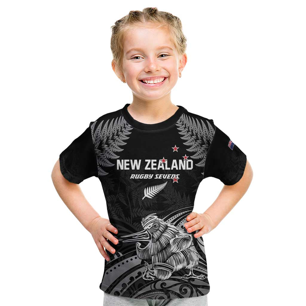 Custom New Zealand 2024 Rugby Kid T Shirt Silver Fern Aotearoa Kiwi - Wonder Print Shop