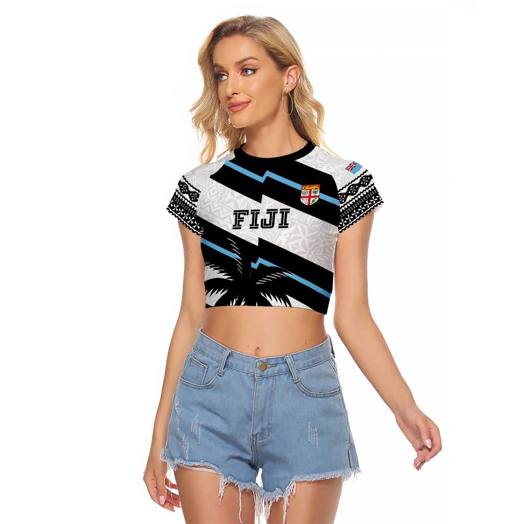 Custom Fiji 2024 Rugby Raglan Cropped T Shirt Fijian Tapa Pattern