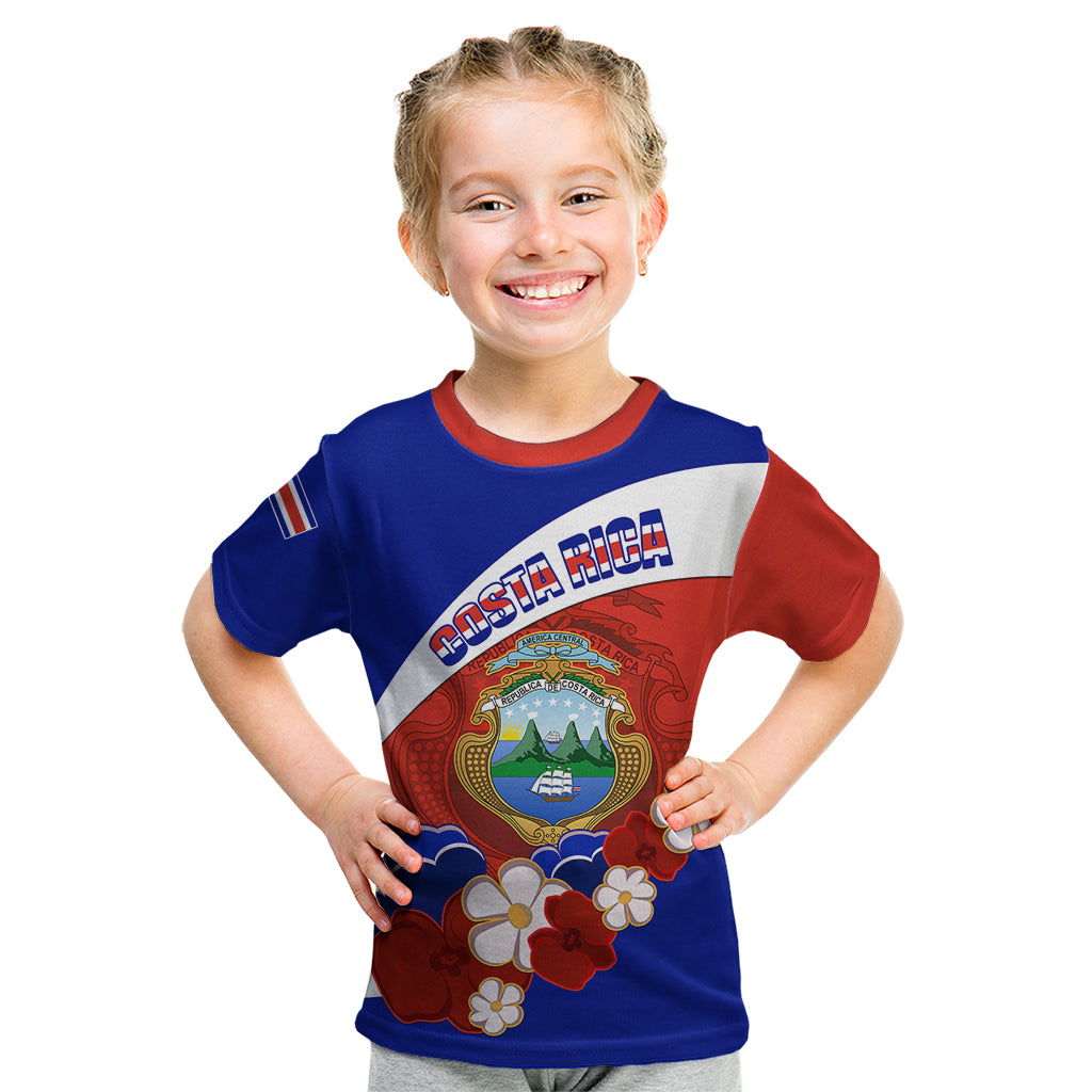 Costa Rica Kid T Shirt Costa Rica Coat Of Arms With Flowers - Wonder Print Shop