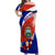 Costa Rica Off Shoulder Maxi Dress Costa Rica Coat Of Arms With Flowers - Wonder Print Shop