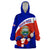 Costa Rica Wearable Blanket Hoodie Costa Rica Coat Of Arms With Flowers - Wonder Print Shop