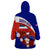 Costa Rica Wearable Blanket Hoodie Costa Rica Coat Of Arms With Flowers - Wonder Print Shop