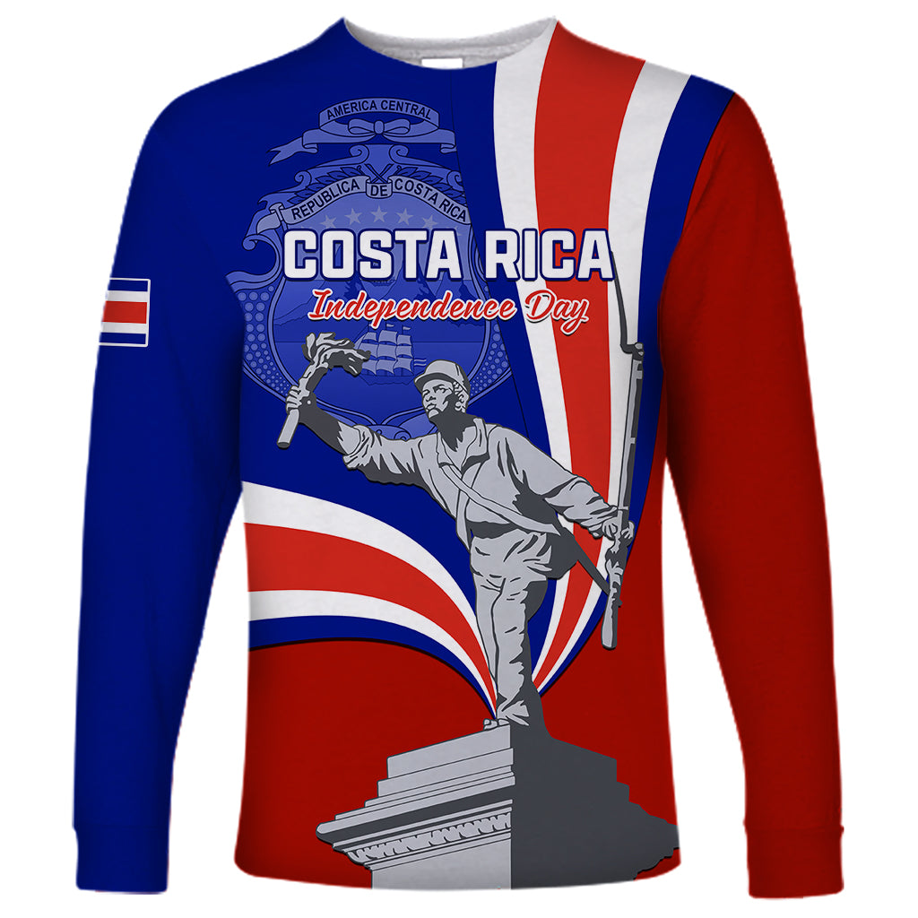 Costa Rica Independence Day Long Sleeve Shirt Juan Santamaria National Hero - Wonder Print Shop