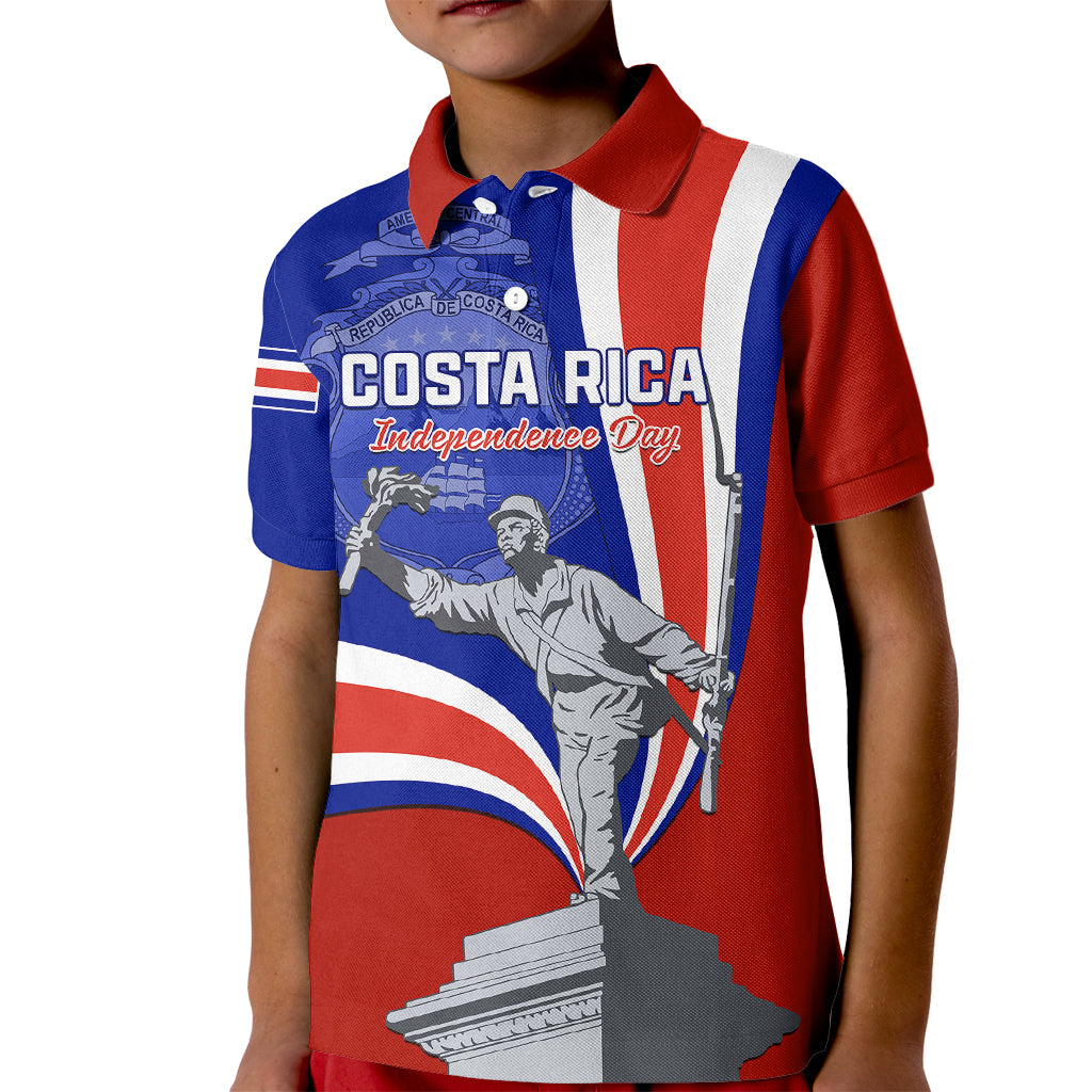 Personalised Costa Rica Independence Day Kid Polo Shirt Juan Santamaria National Hero - Wonder Print Shop