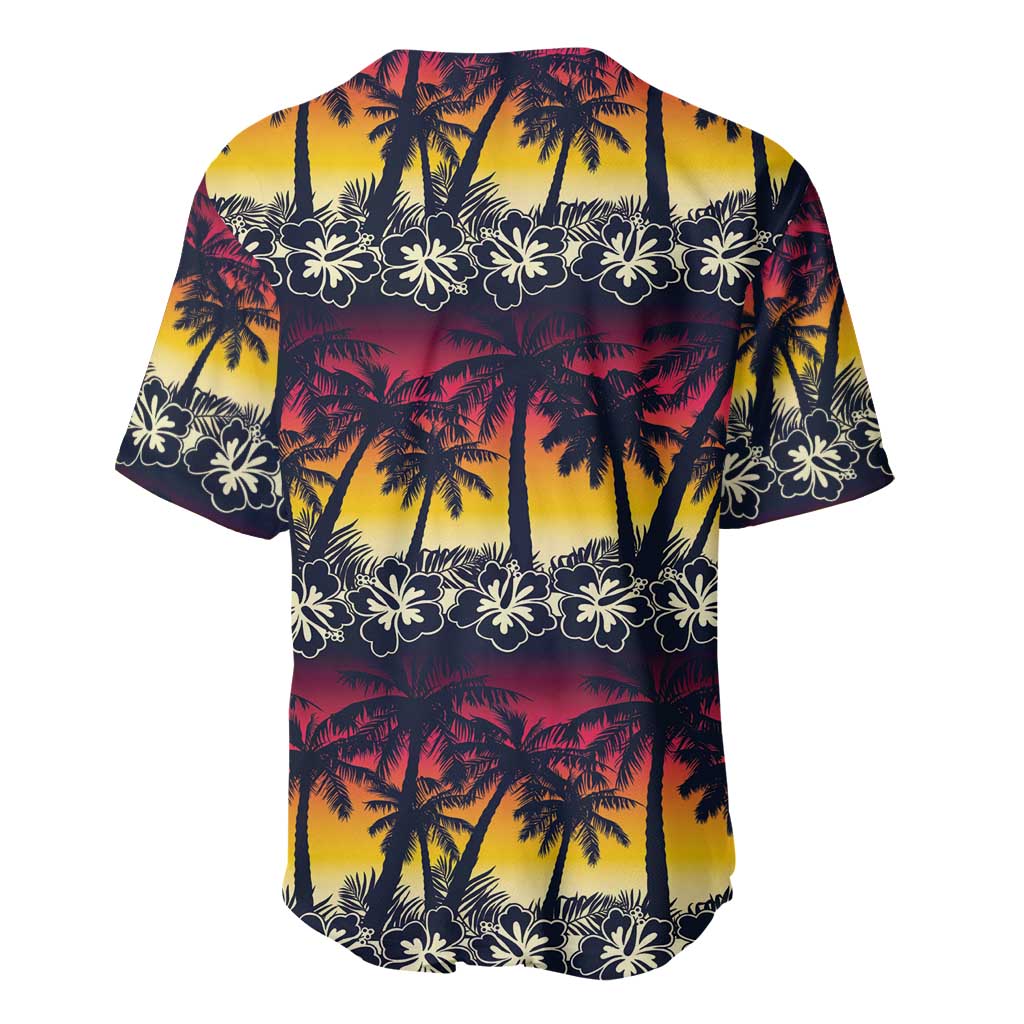 Hawaii Hibiscus Palm Tree Sunset Baseball Jersey Tropical Style - Wonder Print Shop