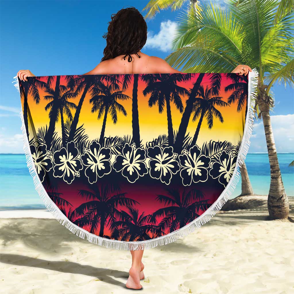 Hawaii Hibiscus Palm Tree Sunset Beach Blanket Tropical Style - Wonder Print Shop