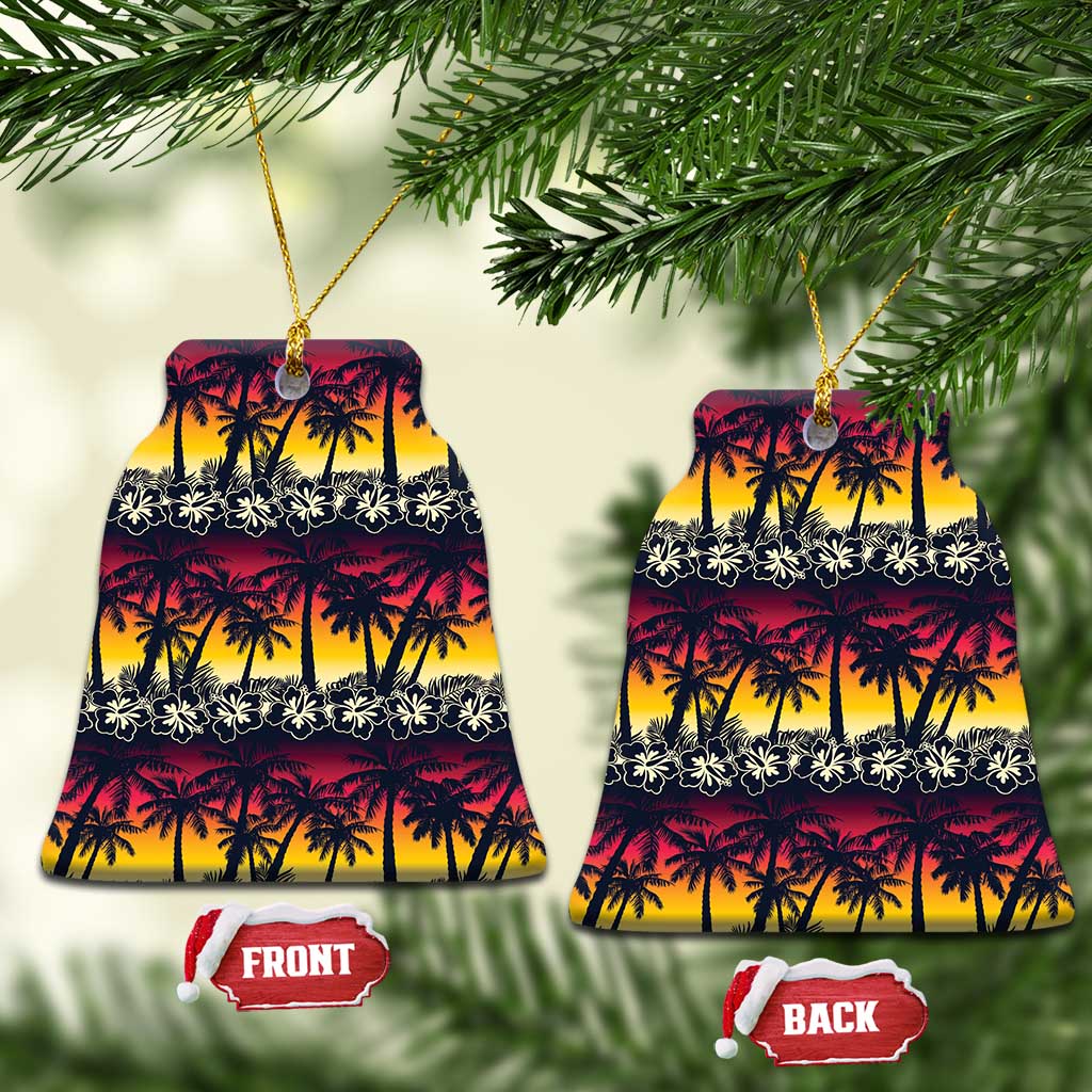 Hawaii Hibiscus Palm Tree Sunset Ceramic Ornament Tropical Style - Wonder Print Shop