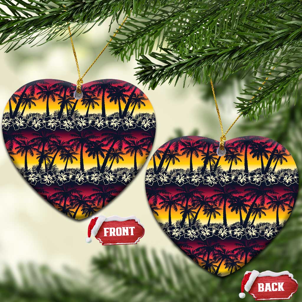 Hawaii Hibiscus Palm Tree Sunset Ceramic Ornament Tropical Style - Wonder Print Shop