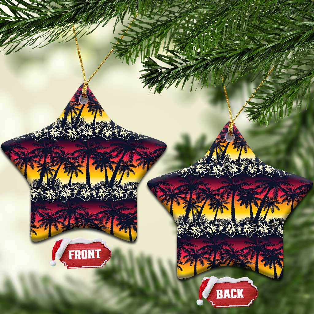 Hawaii Hibiscus Palm Tree Sunset Ceramic Ornament Tropical Style - Wonder Print Shop