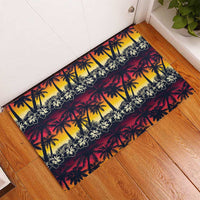 Hawaii Hibiscus Palm Tree Sunset Rubber Doormat Tropical Style - Wonder Print Shop