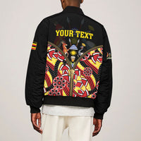 Personalised Uganda 64th Anniversary Sleeve Zip Bomber Jacket Happy Independence Day