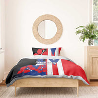Puerto Rico flag quilt with lighthouse silhouette, hibiscus pattern, and matching pillow set