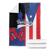 Puerto Rico flag-style fleece blanket stacked with fold edges, featuring Boricua logo and El Morro