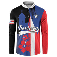 Boricua button sweatshirt with Puerto Rico flag graphic