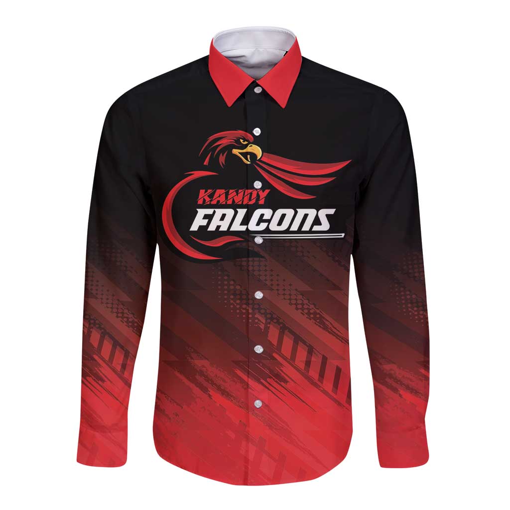 Custom Kandy Cricket Falcons Long Sleeve Button Shirt Ready to Roar and Soar - Wonder Print Shop