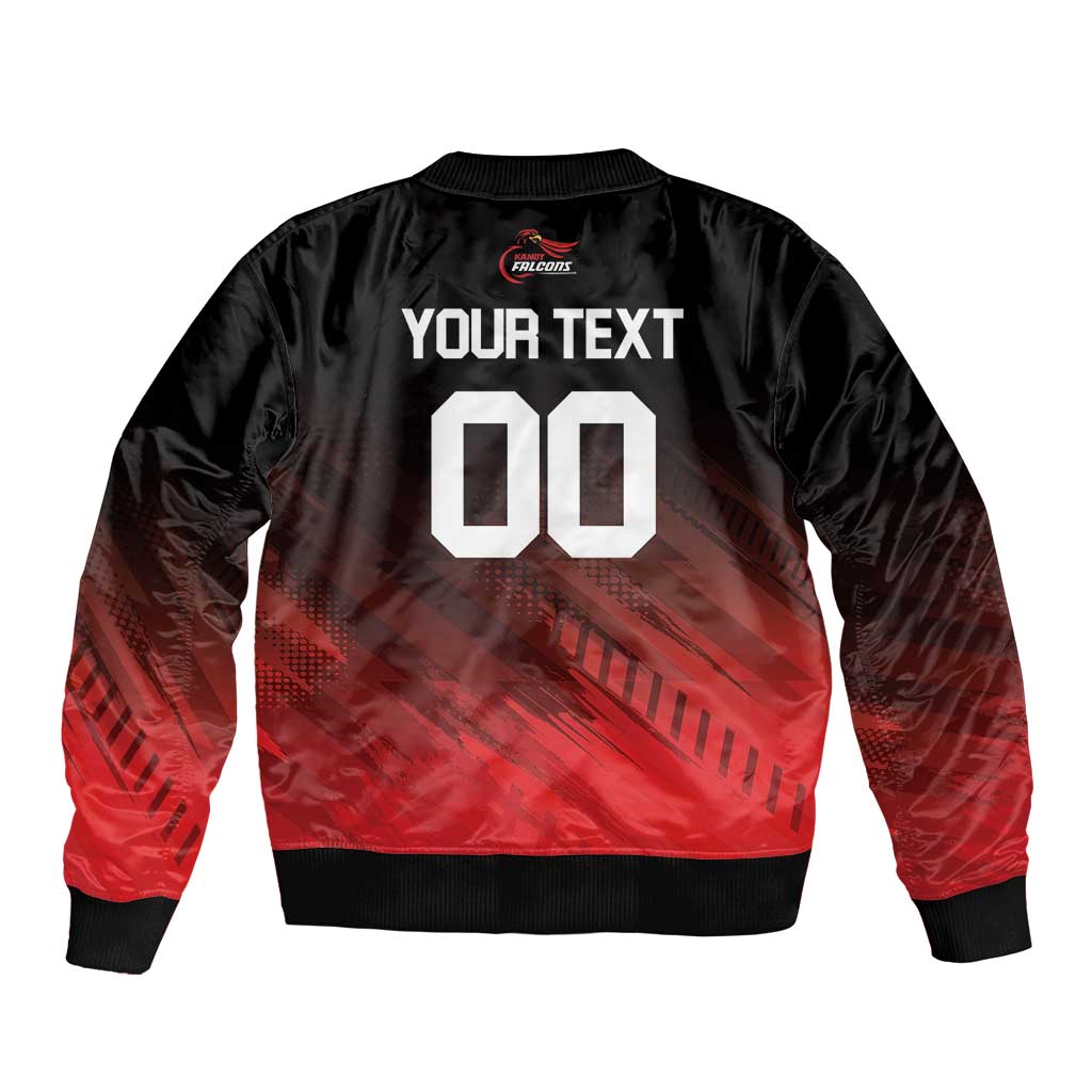 Custom Kandy Cricket Falcons Sleeve Zip Bomber Jacket Ready to Roar and Soar - Wonder Print Shop