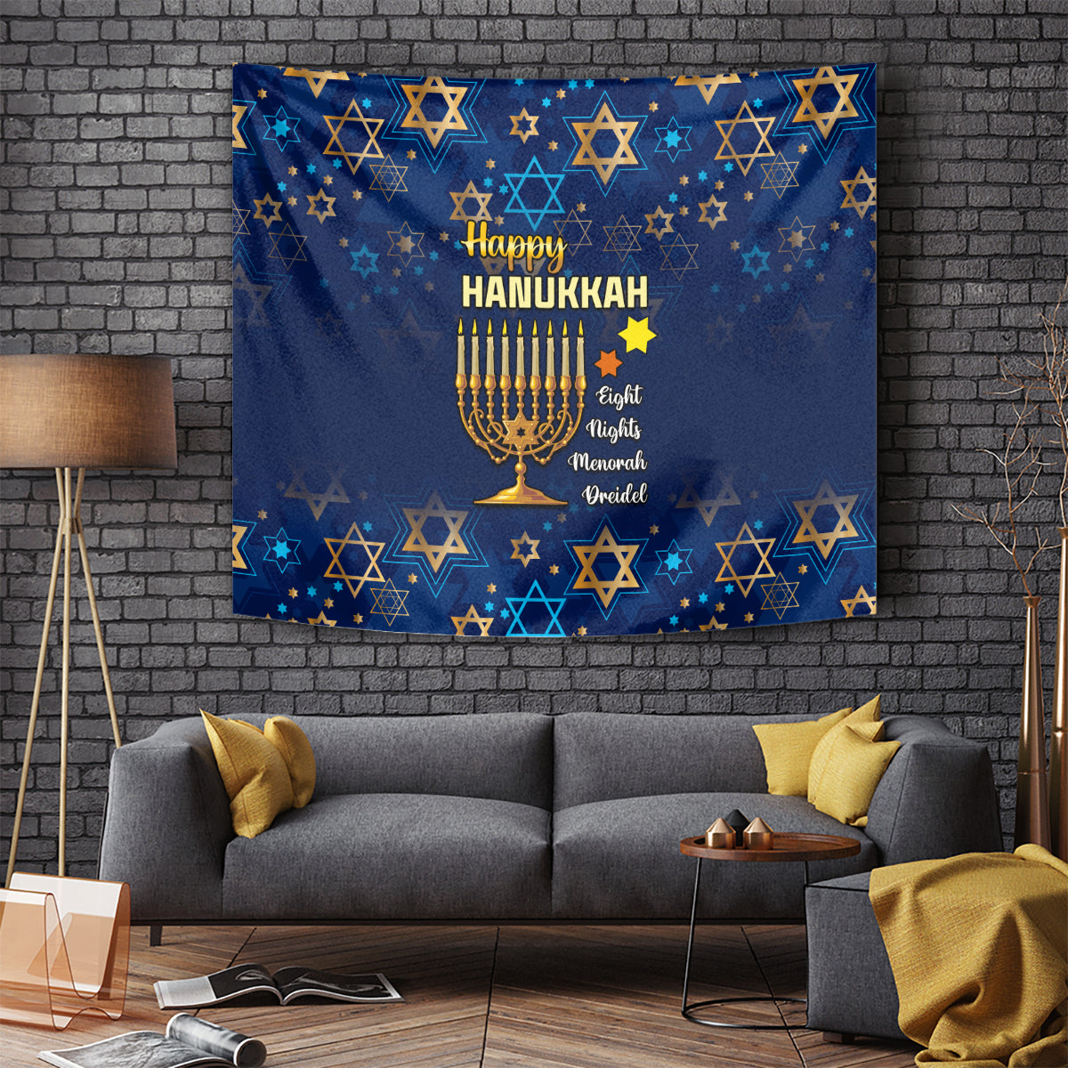 personalised-hanukkah-festival-tapestry-eight-nights-menorah-dreidel