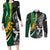 Custom New Zealand and South Africa Rugby Couples Matching Long Sleeve Bodycon Dress and Long Sleeve Button Shirt Silver Fern Protea Pattern World Cup 2023 - Wonder Print Shop