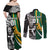 Custom New Zealand and South Africa Rugby Couples Matching Off Shoulder Maxi Dress and Long Sleeve Button Shirt Silver Fern Protea Pattern World Cup 2023 - Wonder Print Shop